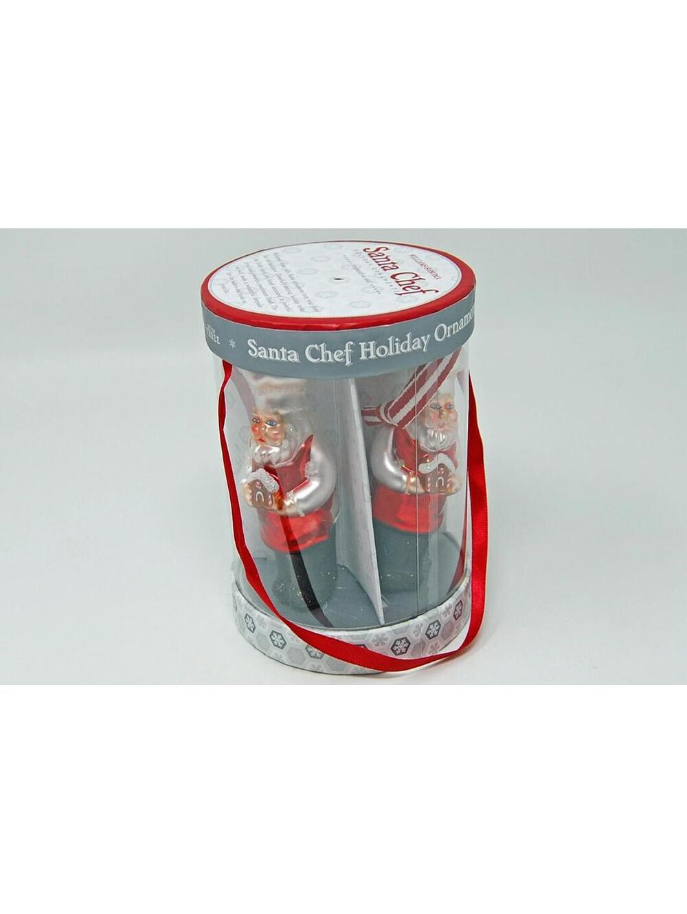 Santa Chef Blown Glass Christmas Ornament Vintage Williams Sonoma Hand Decorated